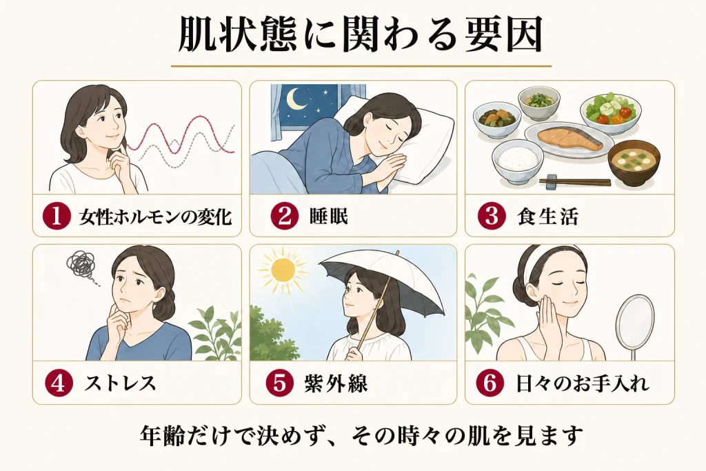 50代の肌状態に関わる六つの要因