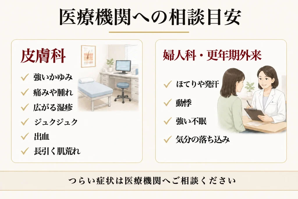 皮膚科と婦人科へ相談したい症状