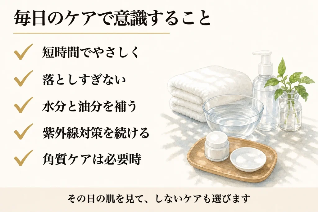 毎日の毛穴ケア五項目の確認図