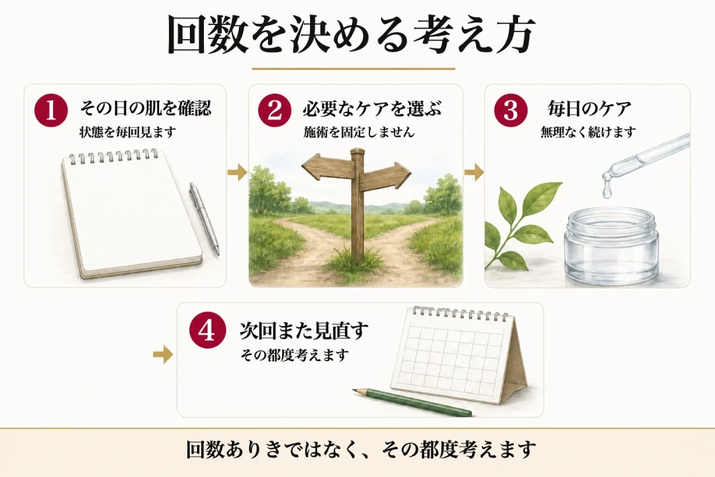 肌状態を確認して施術を見直す流れ